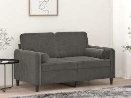 vidaXL 2-Seater Sofa with Pillows&Cushions Dark Gray 47.2" Velvet