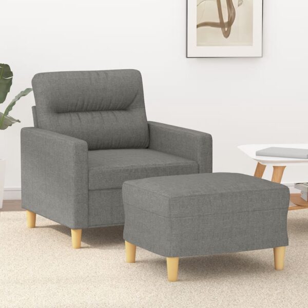 vidaXL Sofa Chair with Footstool Dark Gray 23.6" Fabric