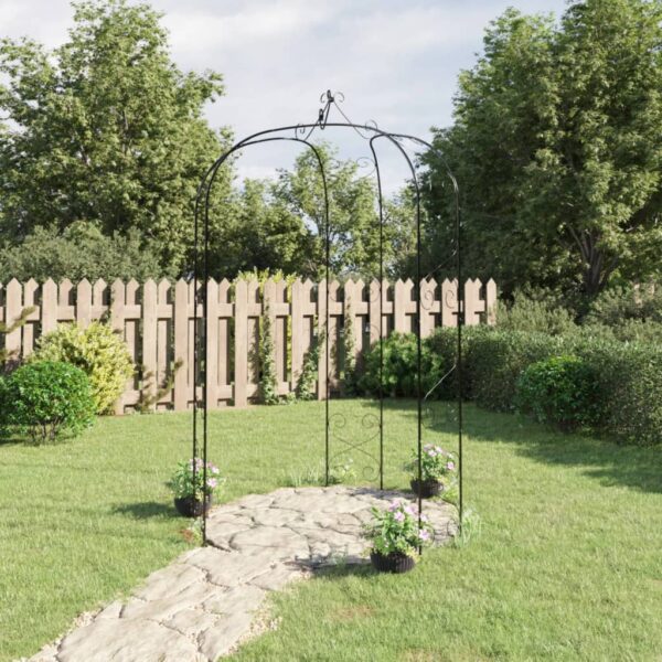vidaXL Garden Arch Black Ø70.9"x100.4" Steel