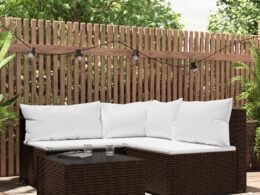 vidaXL 4 Piece Patio Lounge Set with Cushions Brown Poly Rattan
