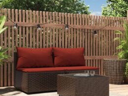 vidaXL 3 Piece Patio Lounge Set with Cushions Brown Poly Rattan