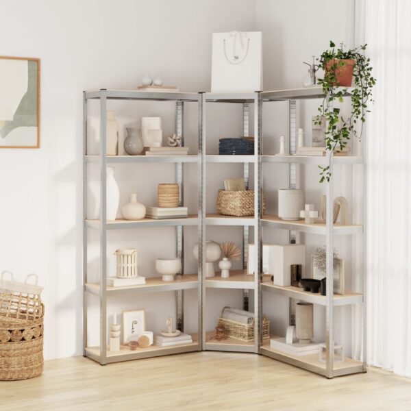 vidaXL 5-Layer Shelves 3 pcs Silver Steel&Engineered Wood