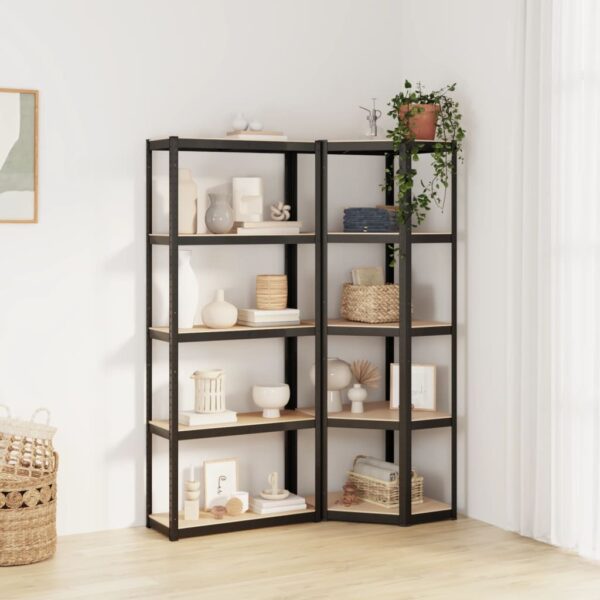 vidaXL 5-Layer Shelves 2 pcs Anthracite Steel&Engineered Wood