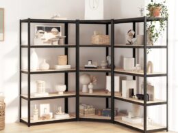 vidaXL 5-Layer Shelves 3 pcs Anthracite Steel&Engineered Wood