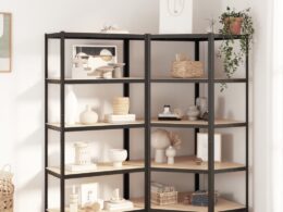 vidaXL 5-Layer Heavy-duty Shelves 2 pcs Gray Steel&Engineered Wood