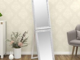 vidaXL Free-Standing Mirror Silver 15.7"x63"