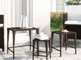 vidaXL Nesting Tables 3 pcs Brown Poly Rattan