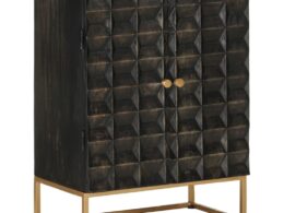 vidaXL Sideboard Black 21.7"x13.4"x29.5" Solid Wood Mango and Iron