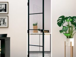 vidaXL Interior Door Black 29.9"x79.3" Tempered Glass&Aluminum Slim