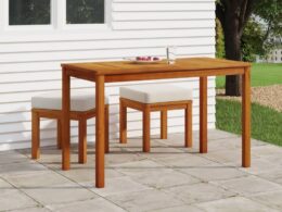vidaXL 3 Piece Patio Dining Set with Cushions Solid Wood Acacia