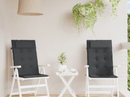 vidaXL Highback Chair Cushions 2 pcs Black Oxford Fabric