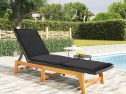 vidaXL Sun Lounger with Cushion Poly Rattan and Solid Wood Acacia