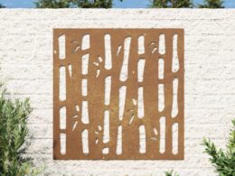 vidaXL Patio Wall Decoration 21.7"x21.7" Corten Steel Bamboo Design