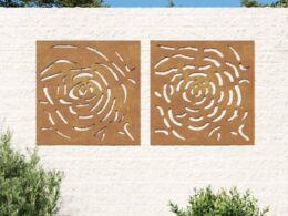 vidaXL Patio Wall Decorations 2 pcs 21.7"x21.7" Corten Steel Rose Design