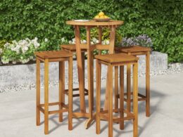 vidaXL 5 Piece Patio Bar Set Solid Wood Acacia