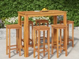vidaXL 7 Piece Patio Bar Set Solid Wood Acacia