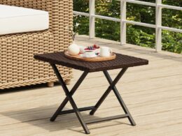 vidaXL Folding Table Brown 17.7"x13.8"x12.6" Poly Rattan