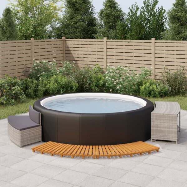 vidaXL Hot Tub Surround Gray Poly Rattan and Solid Wood Acacia