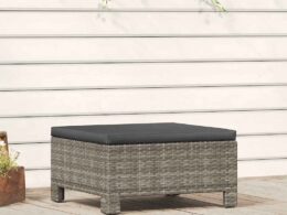 vidaXL Patio Footrest with Cushion Gray Poly Rattan