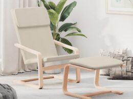 vidaXL Relaxing Chair with Footstool Cream Fabric
