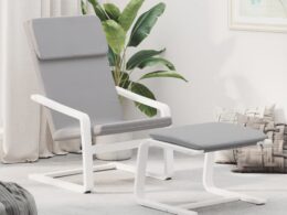 vidaXL Relaxing Chair with Footstool Light Gray Fabric