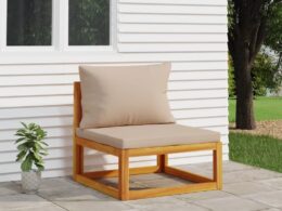 vidaXL Patio Middle Sofa with Taupe Cushions Solid Wood Acacia