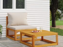vidaXL 2 Piece Patio Sofa Set with Cushions Solid Wood Acacia
