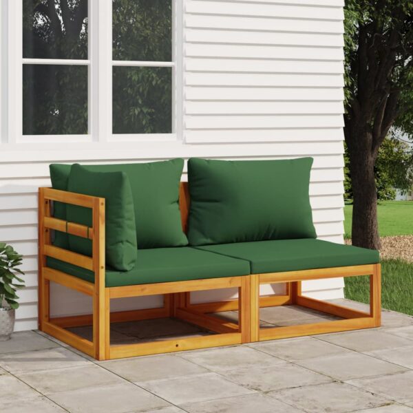 vidaXL 2 Piece Patio Sofa Set with Cushions Solid Wood Acacia