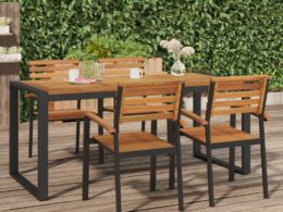 vidaXL Patio Table with U-shaped Legs 70.9"x35.4"x29.5" Solid Wood Acacia