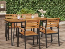 vidaXL Patio Table with Hairpin Legs 63"x31.5"x29.5" Solid Wood Acacia
