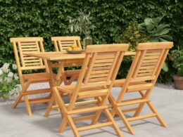 vidaXL 5 Piece Patio Dining Set Solid Wood Teak