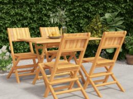 vidaXL 5 Piece Patio Dining Set Solid Wood Teak