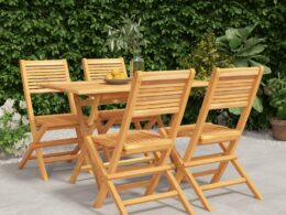 vidaXL 5 Piece Patio Dining Set Solid Wood Teak