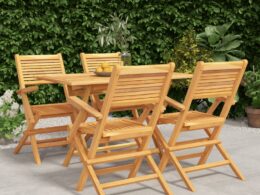 vidaXL 5 Piece Patio Dining Set Solid Wood Teak