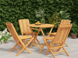 vidaXL 5 Piece Patio Dining Set Solid Wood Teak