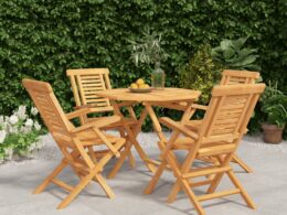 vidaXL 5 Piece Patio Dining Set Solid Wood Teak