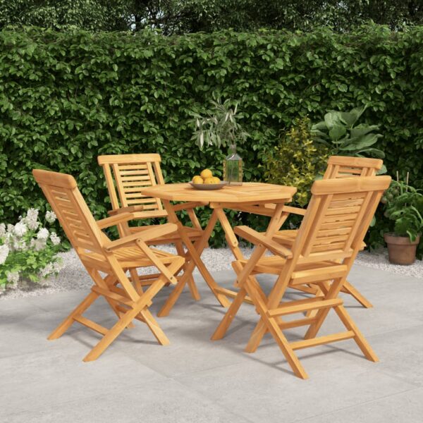 vidaXL 5 Piece Patio Dining Set Solid Wood Teak