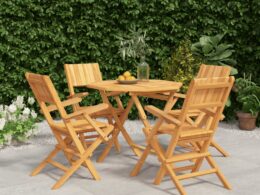 vidaXL 5 Piece Patio Dining Set Solid Wood Teak