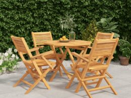 vidaXL 5 Piece Patio Dining Set Solid Wood Teak