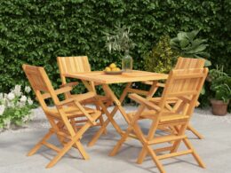 vidaXL 5 Piece Patio Dining Set Solid Wood Teak