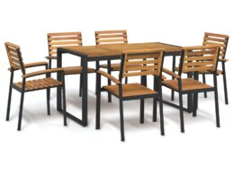 vidaXL 7 Piece Patio Dining Set Solid Wood Acacia and Metal