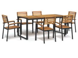 vidaXL 7 Piece Patio Dining Set Solid Wood Acacia and Metal