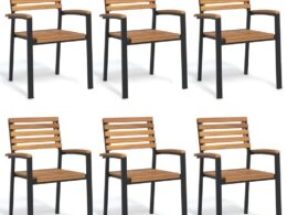 vidaXL Stackable Patio Chairs 6 pcs Solid Wood Acacia and Metal
