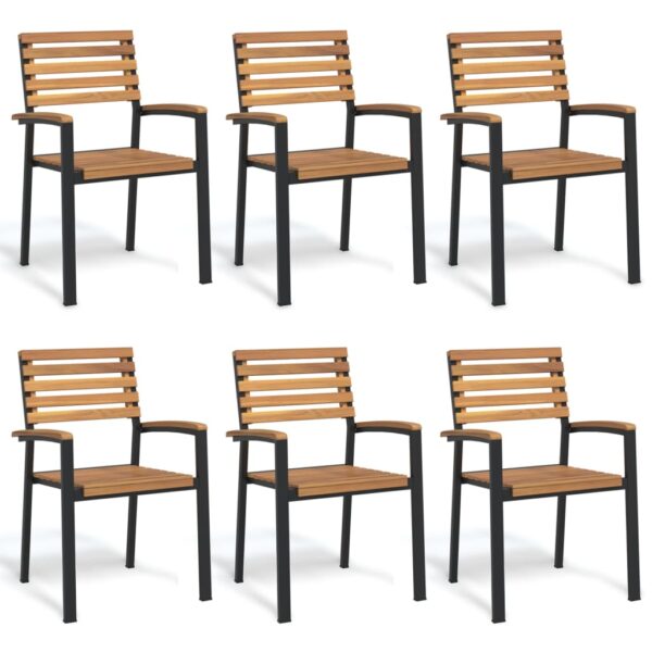 vidaXL Stackable Patio Chairs 6 pcs Solid Wood Acacia and Metal