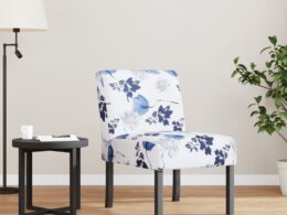 vidaXL Slipper Chair Blue Flower Fabric