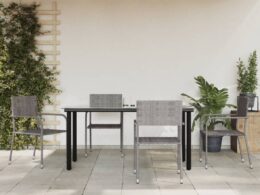 vidaXL 5 Piece Patio Dining Set Gray Poly Rattan
