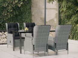 vidaXL 5 Piece Patio Dining Set Light Gray Poly Rattan