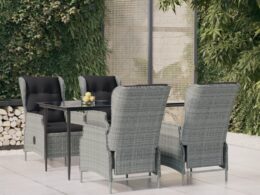 vidaXL 5 Piece Patio Dining Set Light Gray Poly Rattan