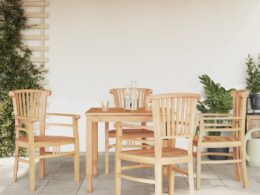 vidaXL 5 Piece Patio Dining Set Solid Wood Teak