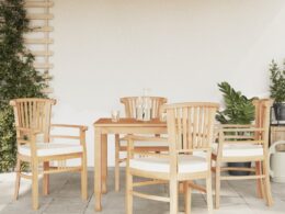 vidaXL 5 Piece Patio Dining Set Solid Wood Teak
